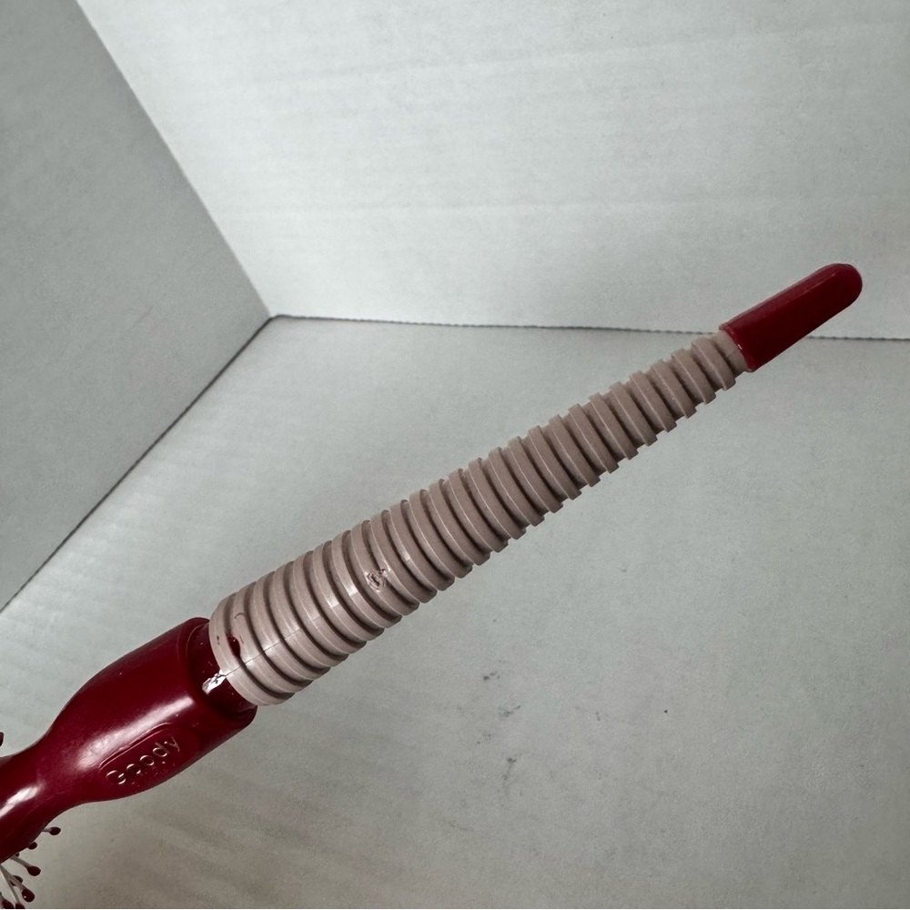 Vintage Goody Futura Round Hairbrush 1985 Comfor-Tip Bristles Red Tan Grip - Picture 7 of 14